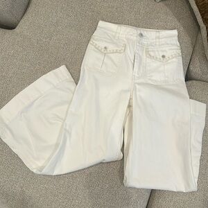 Zimmermann wide leg ankle crop white jeans size 26